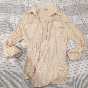 Anthropologie cream utility button down shirt